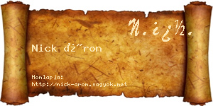 Nick Áron névjegykártya