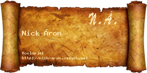 Nick Áron névjegykártya